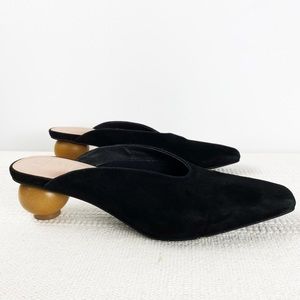 M & S Marks & Spencer Black Leather sphere ball heels Womens size 5.5